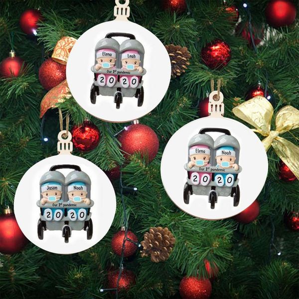 

2020 рождественские украшения персонализированные детские подарки рождество деревянные подвесной diy имя blessing партии подарки висячие укр