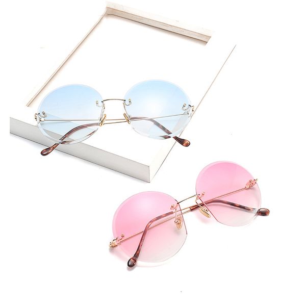 

around rimless metal sunglasses women transparent designer two tone painted summer glass uv400 df17044, White;black