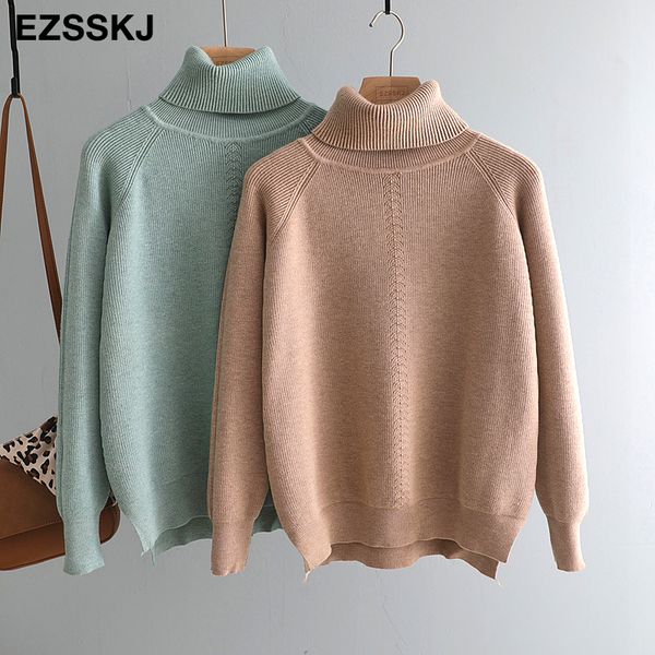 

autumn winter womens turtleneck loose warm womens sweaters 2020 womens jumper long sleeve thick sweater oversize female, White;black