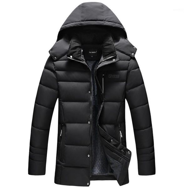 

new winter jacket men thicken warm casual multi-pocket detachable cap long coat men parkas1, Black