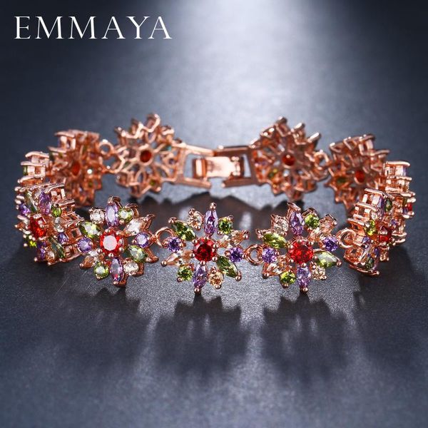 

emmaya gorgeous rose gold color multi cz bangles bracelets fashion flower shape bracelets for women, Black