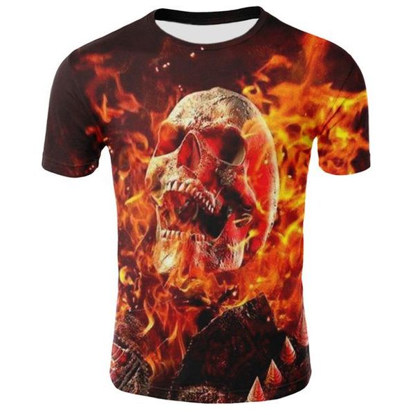 

mens skull ghost rider cool 3d blue skull print rock fire skull men 3d print shirts harajuku humor kawaii men clothing