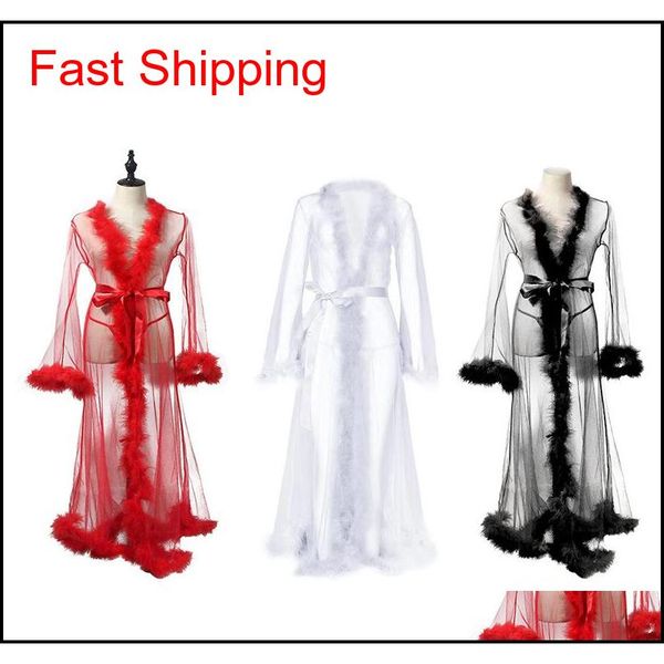 

womens long sleeve bathrobe feather robe bath nightdress bath gown fashi qylwbj packing2010