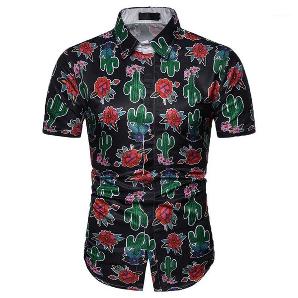 

2019 summer new 3d color print hawaiian men flowers shirt fashion casual soft comfort short sleeve shirt camisa masculina 10.71, White;black