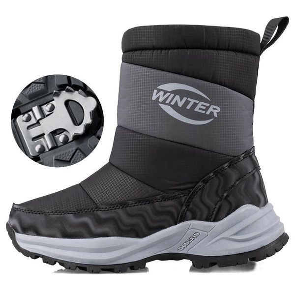 

boots 2021 girl winter snow warm children boys non-slip bottom kids flat waterproof comfortable shx010, Black;grey