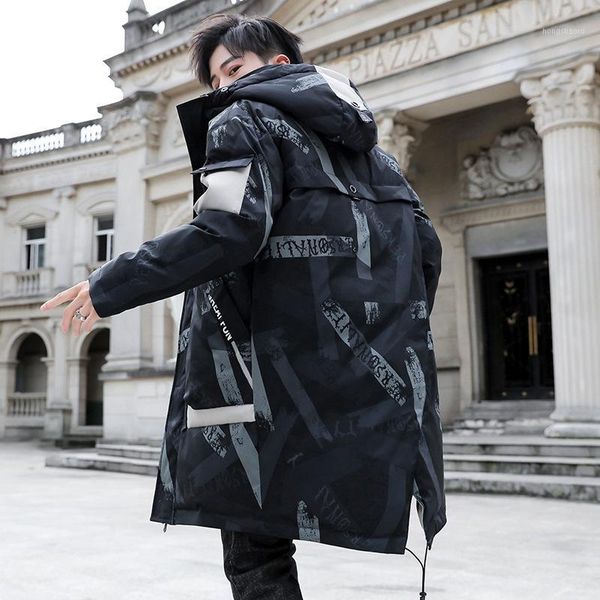 

cotton padded clothes medium length high school students' cotton padded clothes with thickened warmth and camouflage1, Black