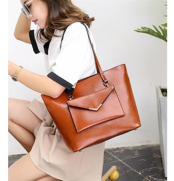 

2 шт / комплект женщин сумки 2020 сумка сумки для дамы моды сумки плеча леди кожи pu случайного shopper tote женского