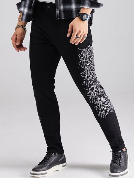 

men graphic print skinny jeans i0cu#, Blue