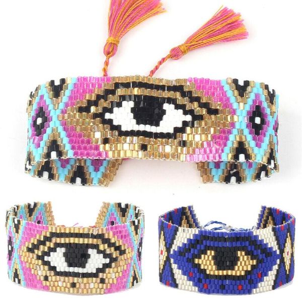 

party favor devil's eye bead manual woven bracelet chain adjustable wristband jewellery