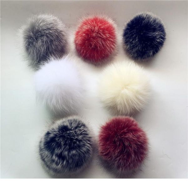 

20 pcs/lot really natural animal fox hairball pom pom diy colorful large fox fur hair ball knitting hats pompom wit qylicf
