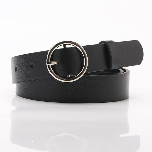 

luxury women casual leather belt 2020 round buckle belts female leisure jeans wild metal buckle women strap belt unisex, Black;brown