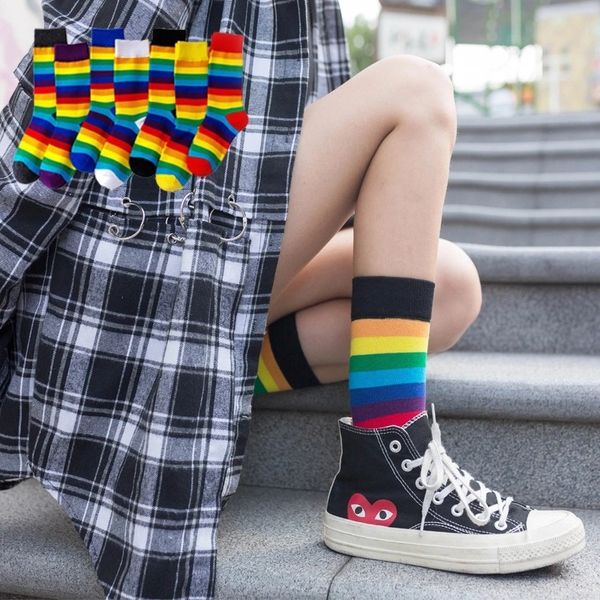 

5 пара осенне-зимнего чистой красного средних дети радуги носков girlswind полосы сладкого medium трубка носков vjkem, Black