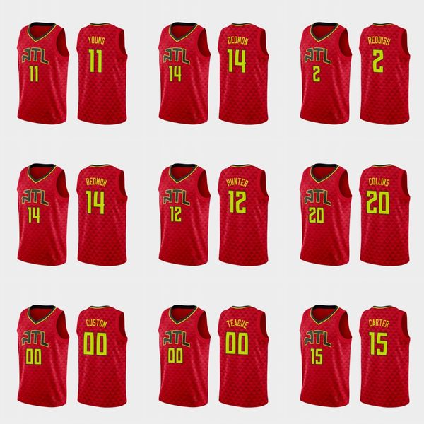 

atlanta hawks men trae young kevin huerter de'andre hunter vince carter john collins nba custom statement basketball jersey, Black
