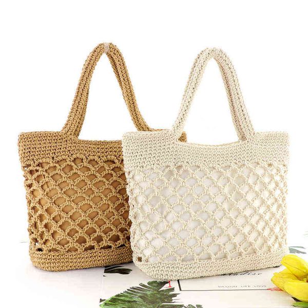 

nxy shopping bags summer beach rattan handmade straw handbags weaving tote handle knitted wicker 220128