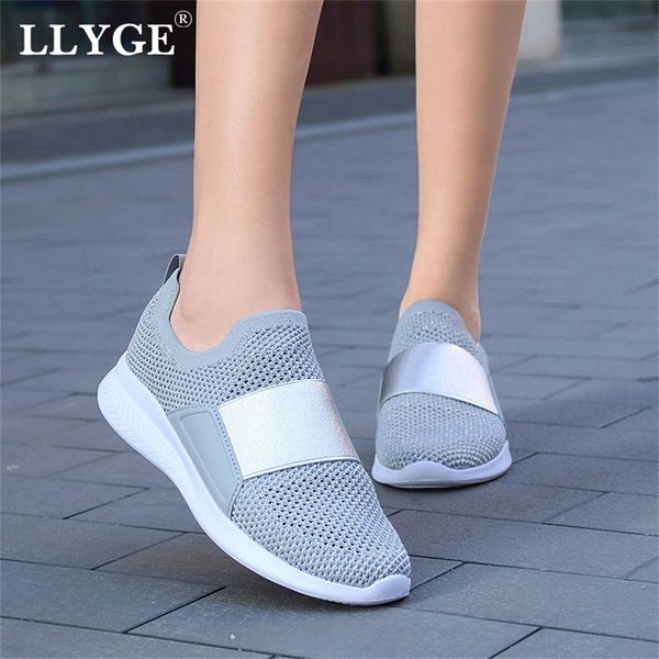 

women mesh sneakers plus size loafers woman vulcanized breathable ladies causal knitting sock shoe female comfortable shoes lj200820, Black