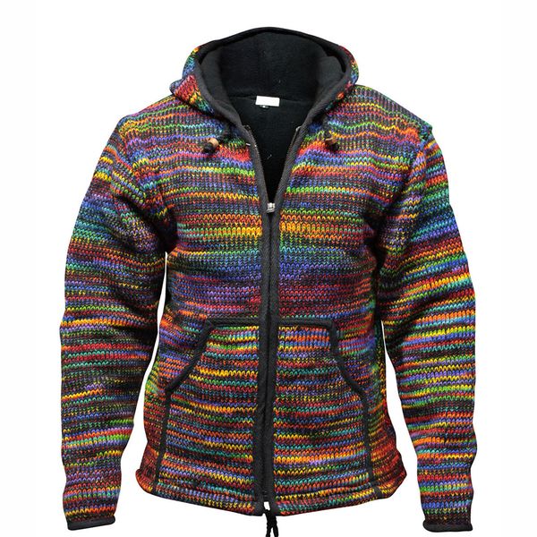 

unique retro men camouflage cardigan sweater color mixing fashion autumn winter casual loose hooded knit sweater plus size s-4xl c1024, Black