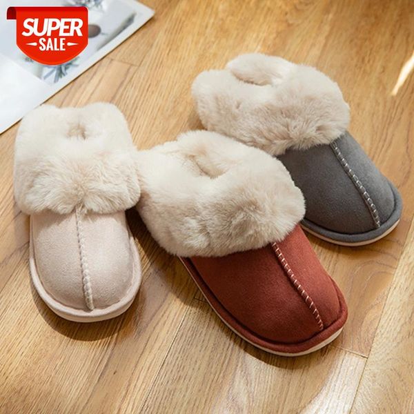 

female and male couple winter plush slipper solid color cotton shoes women home indoor slipper men household warm #wh6u, Black