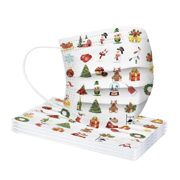 

10/50 / 100шт рождество mscara быстрая доставка masque оголовье женщины человек маска одноразовая маска industrial 3ply loop mask bbyzaj