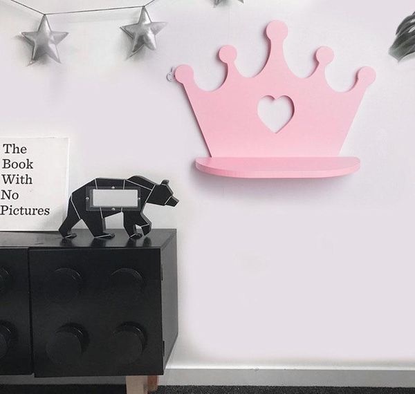 

pink wooden crown wall shelf for princess room daughter girls room decoration gift nursery d jllejh xmhyard