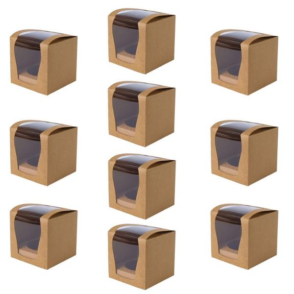 

10pcs paper cake packing box portable large capacity natural dessert cake box