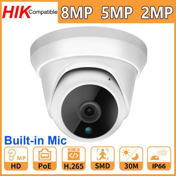 

hikvision compatible 5mp 2mp 8mp ip camera security network home cctv camara poe hd ir30m onvif h.265 p2p motion detection cam