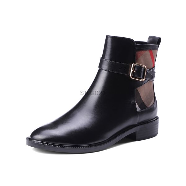 

sold spring autumn fashion woman ankle boots black genuine leather botas low heels soft leather boots women shoes