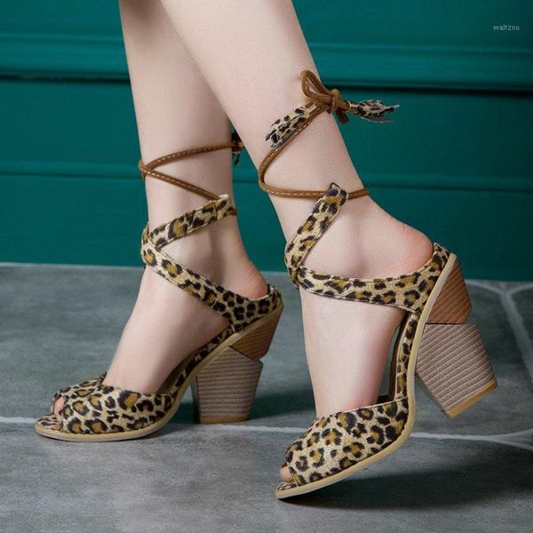 

women leopard gladiator summer sandals fashion peep toe lace up sandals ladies wedges heel dress shoes woman1, Black