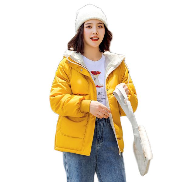 

2021 new down low cotton jacket short yellow new winter korean fashion thick green heat female jackets, Black