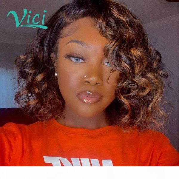 

pixie cut wig human hair for black women 1b 30 highlight ombre wig colored short bob human hair pre plucked with baby, Black;brown