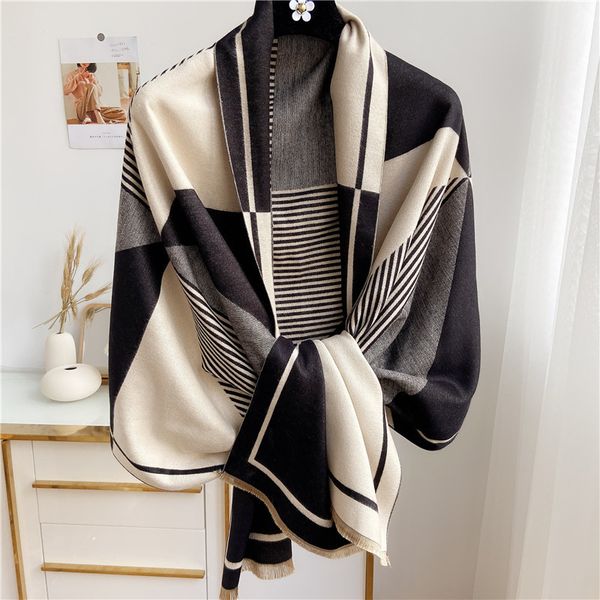 

vipfor autumn and winter shawl with imitation scarf cashmere neck women mvp, Blue;gray