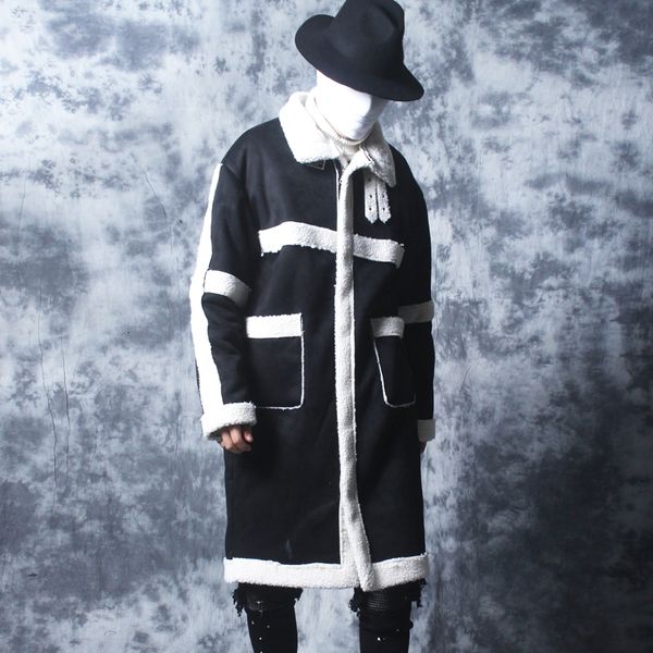

2021 New Winter Thickened Lapel Vintage Hair Lamb From Men's Long Loose Cuts of Suede Jacket Jacket. TNEE, Black
