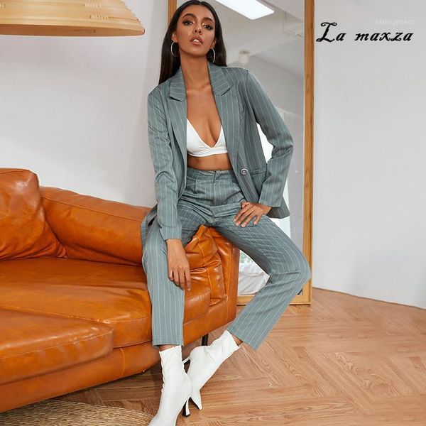

women's suits & blazers autumn 2021 women striped korean fashion office lady long sleeves loose blazers1, White;black