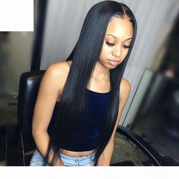 

virgin remy brazilian full lace wigs human hair preplucked natural looking straight brazilian glueless lace front wigs for black women, Black;brown