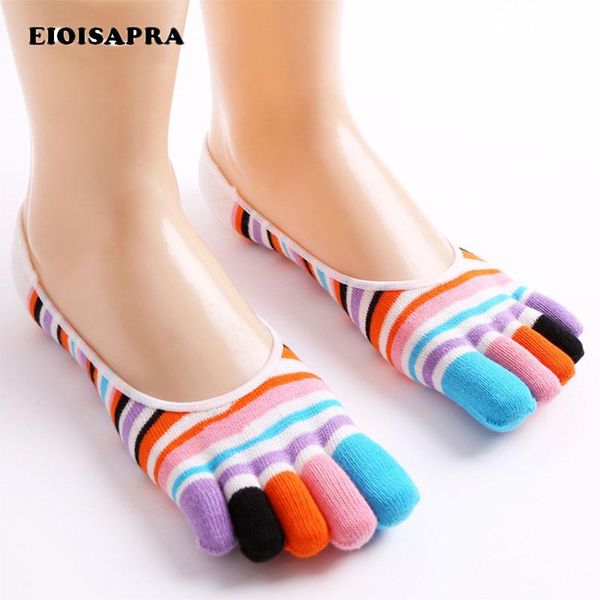 

socks & hosiery [eioisapra]colorful five fingers women creative shallow mouth non-slip kawaii sokken harajuku japan calcetines mujer, Black;white