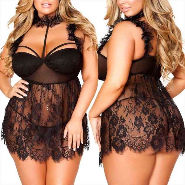 

women large size xl-5xl sling sleepwear underwear erotic lingerie thong two-piece underwear sleep wear nightdress cloth, Black;red