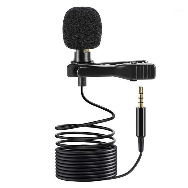 

microphones 3.5m mini portable lavalier microphone condenser clip-on lapel mic wired mikrofo/microfon for phone lappc1