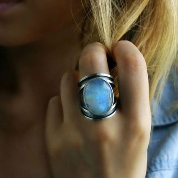 

925 anillos silver similar moonstone ring retro luxury fashionparty ring twilight city bella the same paragraph simple generous, Golden;silver
