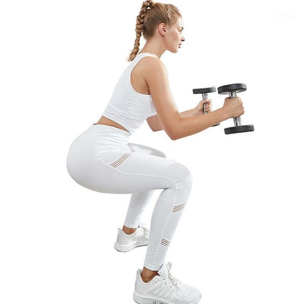 

yoga outfits seamless set sportswear fitness crop gym running push up leggings workout pants 2 pieces women sports1, White;red