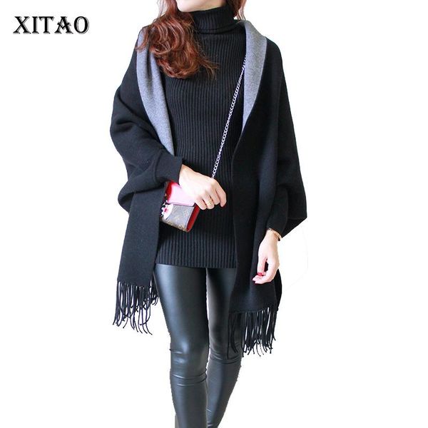 

xitao] высокое качество осень 2020 новый большой двухместный wears полный sleeved кардиган thicked плащ форма женский платок wrap авк-002, Blue;gray