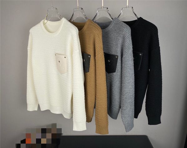 

autumn winter 20 croxin horseshoe badge men's round neck warm knitted long sleeve sweater, Black