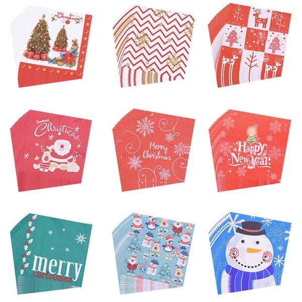 

20pcs/lot lovely color printed paper napkin christmas party supplies tissue xmas diy dinner table decor