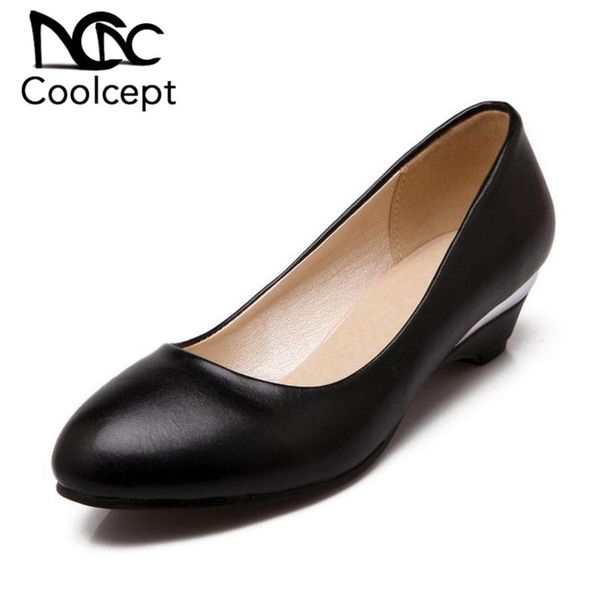

coolcept size 32-48 women flats shoes woman round toe candy color lady loafers women brand footwear shoes size p19130, Black