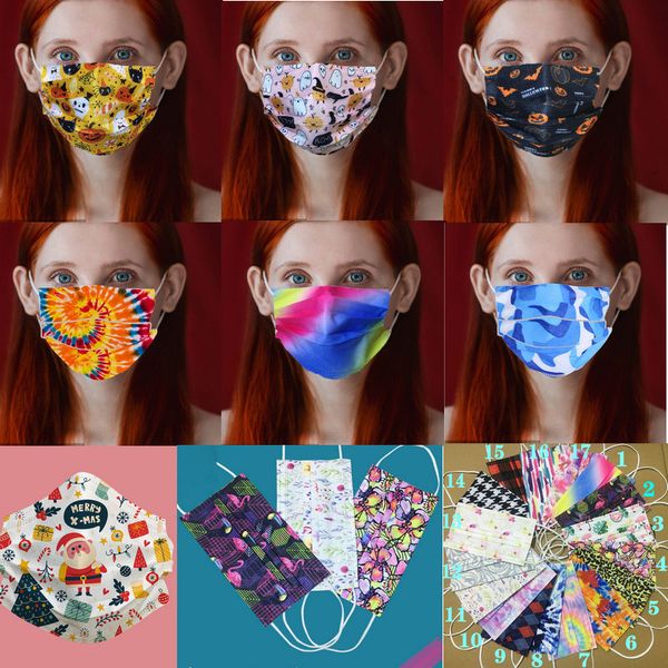 

styles printing 10pcs/pack designer 36 face luxury fashion 3 layer christmas halloween non-woven protective maskm30w