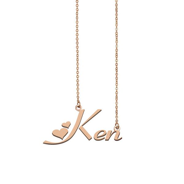 

ken name necklace custom nameplate pendant for women girls birthday gift kids friends jewelry 18k gold plated stainless steel, Silver