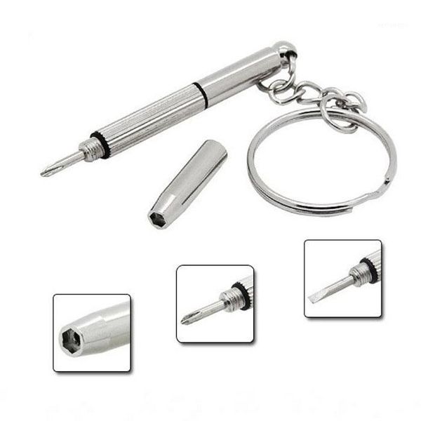 

4 in1 eyeglass screwdriver mini key chain ring hand tools sunglasses eyeglass cellphone watch repair keychain screwdriver tool1