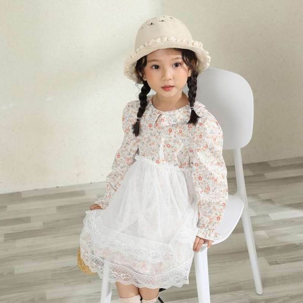 

wholesale 2020 autumn new girl dresses beige floral cotton gauze long sleeve princess dress for girls kid clothes e2055, Red;yellow