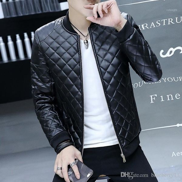 

winter black warm thick leather jacket men stand collar pu leather jacket for men1, Black;brown