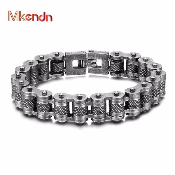 

link, chain fashion punk biker bracelet mens link motorcycle bicycle style bracelets stainless steel bangles jewelry, Black