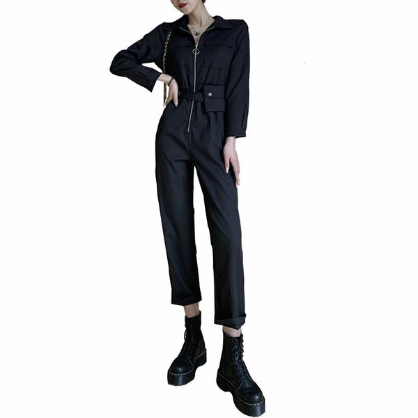 

eachin 2021 fashions new female elastic waistband overalls self-length feminine playsuit belt tight-knit 8xvv, Black;white