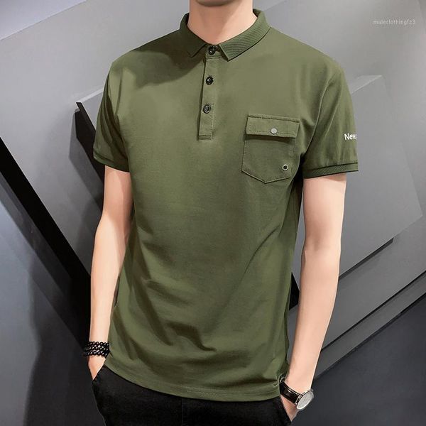 

men's polos men para hombre summer short sleeve shirt shirts army green 95% collar1, White;black